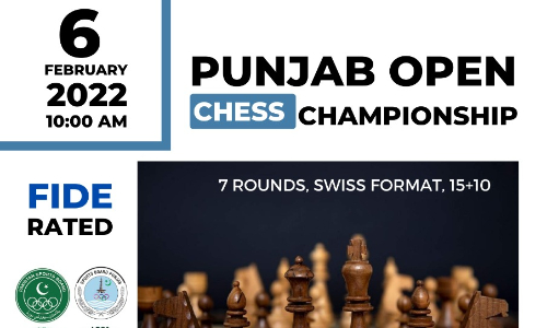 Punjab Open Chess Championship on February 6 at Lahore