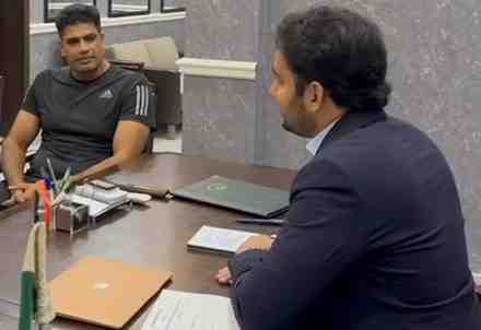 Olympian Arshad Nadeem calls on Sports Minister Punjab Faisal Ayub