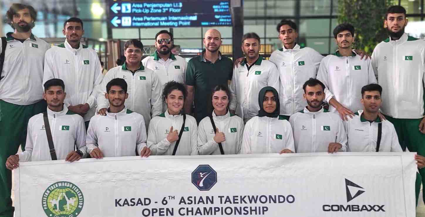 Pakistani players  arrive in Indonesia to participate in Asian Open Kyorugi Taekwondo Championship