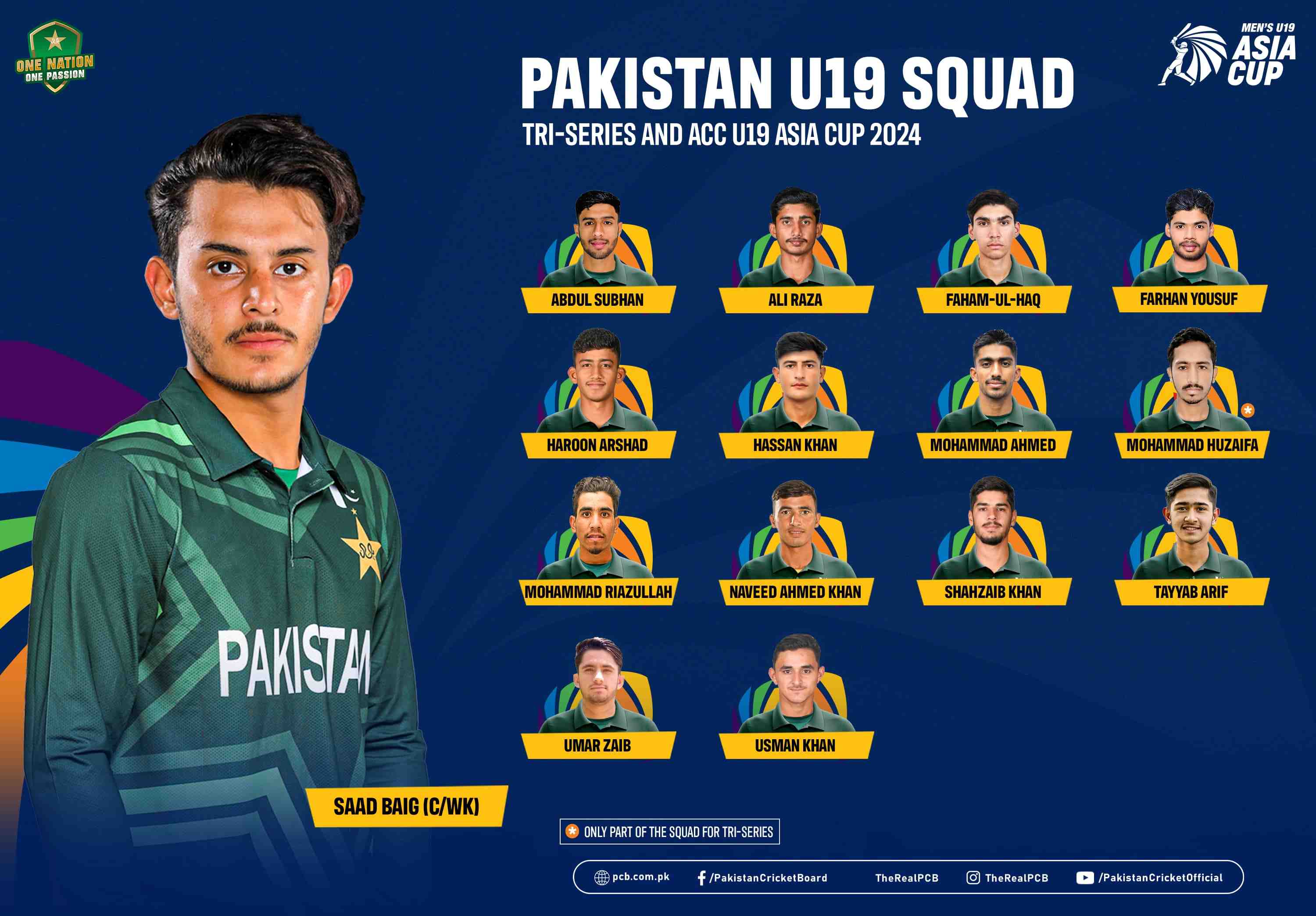 Pakistan Under-19 cricket squad announced for UAE tour