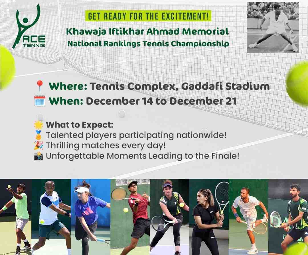 Khawaja Iftikhar Memorial Tennis Championship to start on December 14