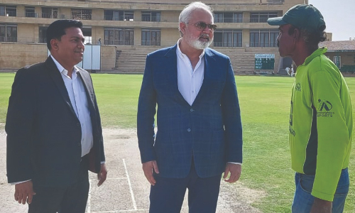 Nadeem Khan visits Naya Naizimabad Cricket Stadium