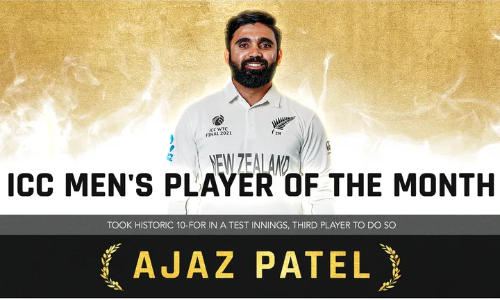 Ajaz Patel declared Player of the Month for December 2021